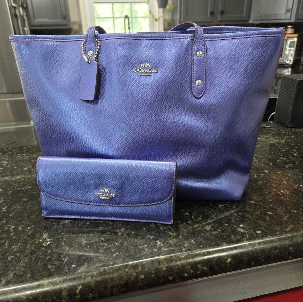 Coach bag and wallet Metallic purple!